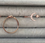 Thin Rings with Clear Zircon Stones - Sparkle Collection Adjustable Rose Gold Plated Silver No6