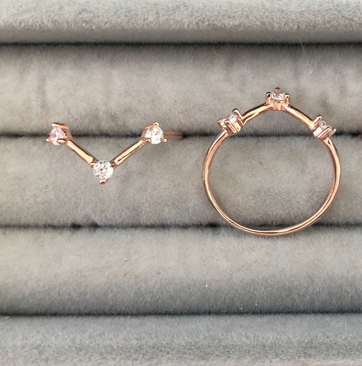 Thin Rings with Clear Zircon Stones - Sparkle Collection