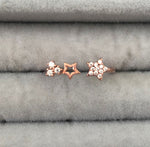 Thin Rings with Clear Zircon Stones - Sparkle Collection Adjustable Rose Gold Plated Silver No5
