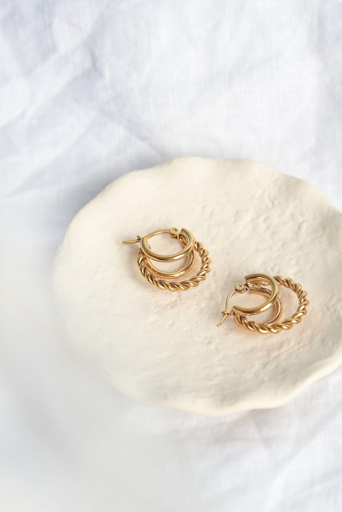 Ballinger Triple Threaded 18k Gold Hoop Earrings