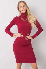 Rue Paris Turtleneck Long Sleeve Sweater Dress red