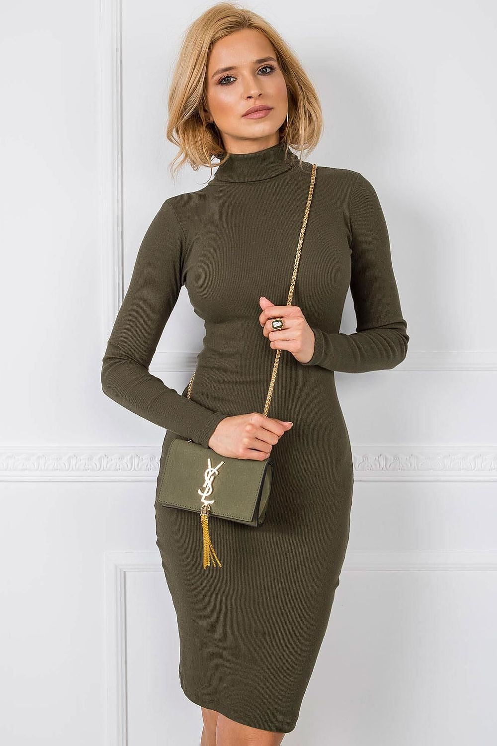 Rue Paris Turtleneck Long Sleeve Sweater Dress