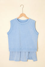 Two Piece Mineral Wash Cotton Loungewear Set Myosotis 100%Cotton