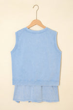 Two Piece Mineral Wash Cotton Loungewear Set