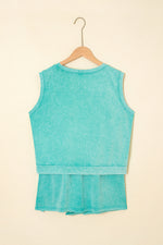 Two Piece Mineral Wash Cotton Loungewear Set
