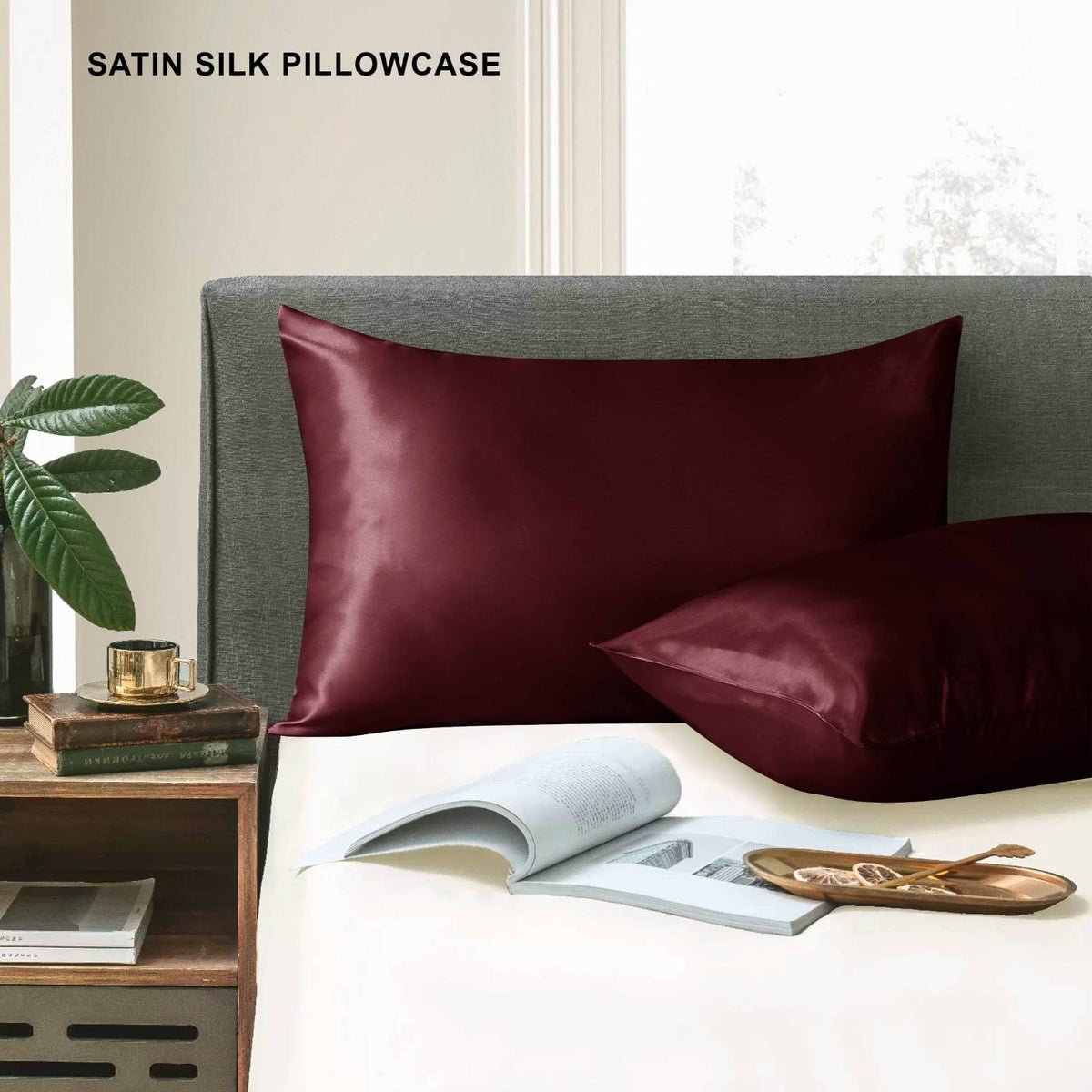 Ultra Soft Satin Pillow Cases Burgundy