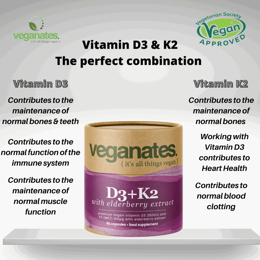 Vegan Vitamin D3 2500IU & K2 MK7 100µg With Elderberry Extract