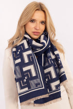 Viscose Wool Mix Shawl 190cm | 9 Colours | AT navy blue 2 one-size-fits-all
