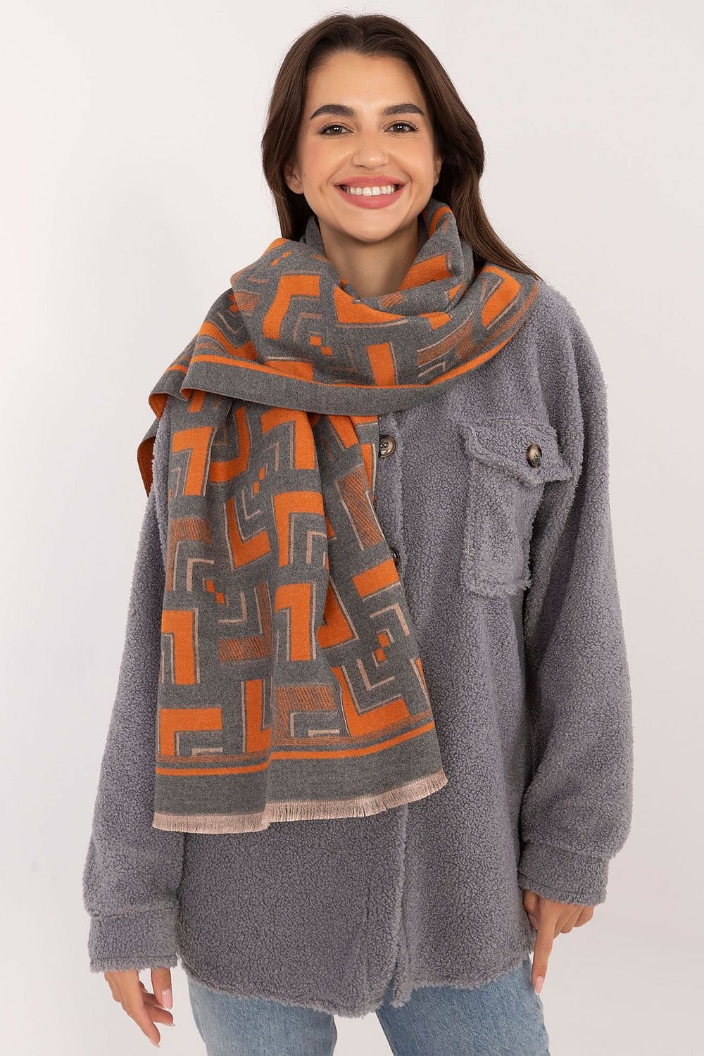Viscose Wool Mix Shawl 190cm | 9 Colours | AT grey 2 one-size-fits-all