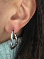 Wavy Hoop Silver Earrings 2.5cm diameter