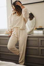 White Cheetah Print Two Piece Loose Fit Cosy Loungewear Set