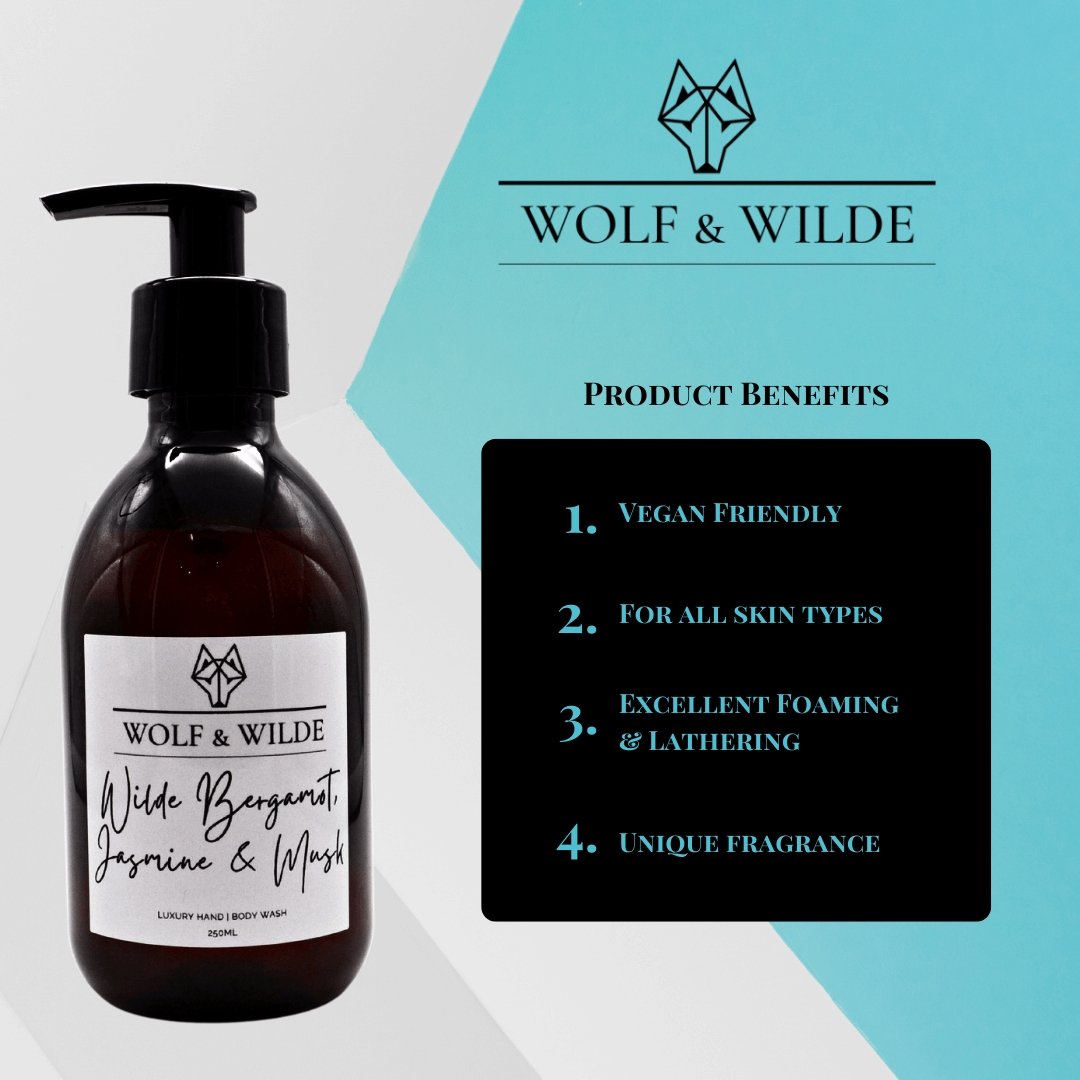 Wilde Bergamot, Jasmine & Musk Luxury 2 In 1 Liquid Soap - Hand & Body Wash 250ml