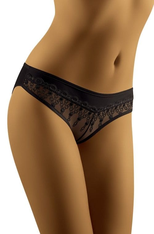 Wolbar Didu lace mini briefs in black on a model