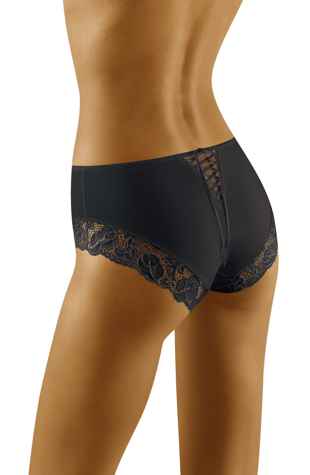 Wolbar Baha Lace Briefs with Back Satin Ribbon Black