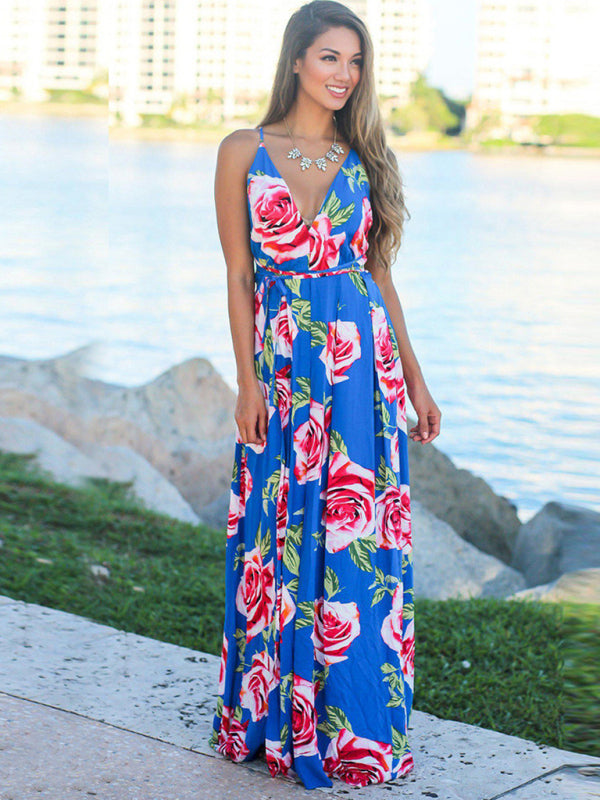 Women's Fashion Colourful Sling Print Beach Vacation Dress | 15 Colours