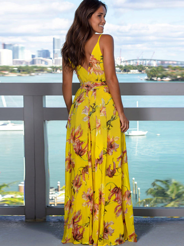 Women's Fashion Colourful Sling Print Beach Vacation Dress | 15 Colours