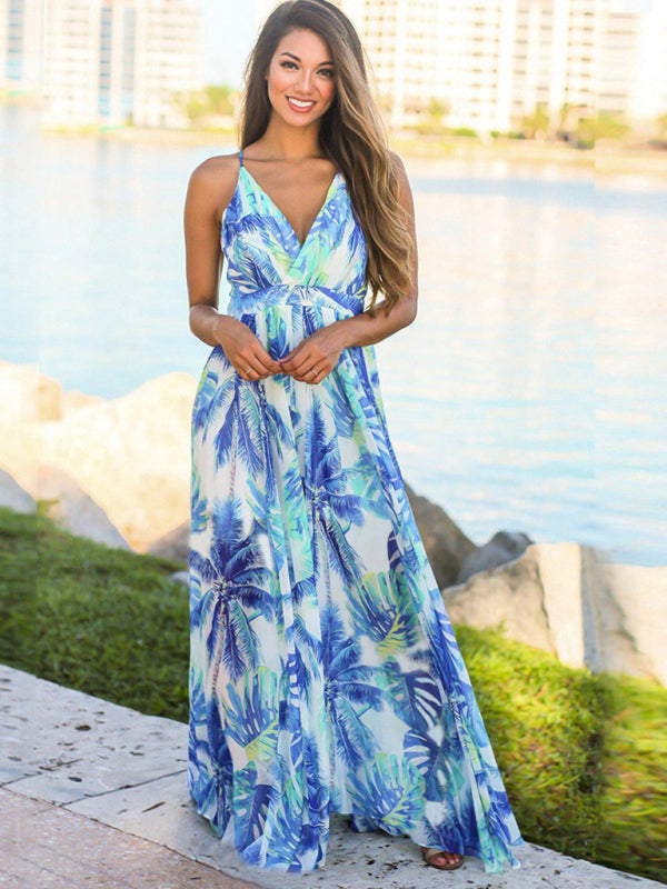 Women's Fashion Colourful Sling Print Beach Vacation Dress | 15 Colours