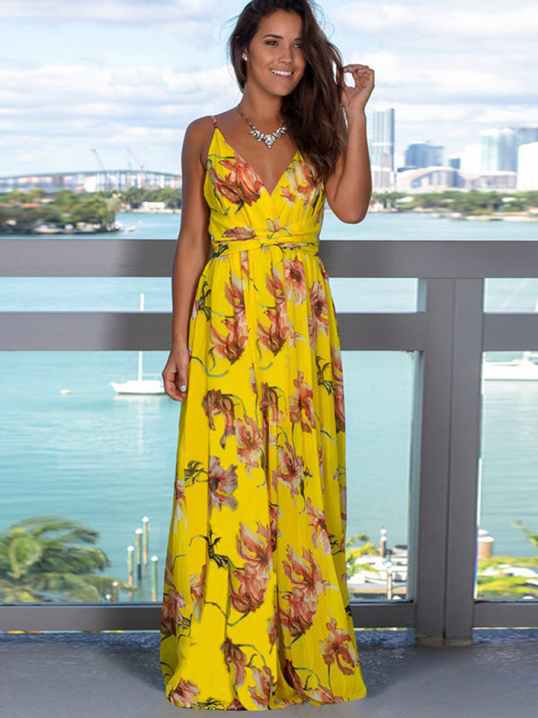 Women's Fashion Colourful Sling Print Beach Vacation Dress | 15 Colours