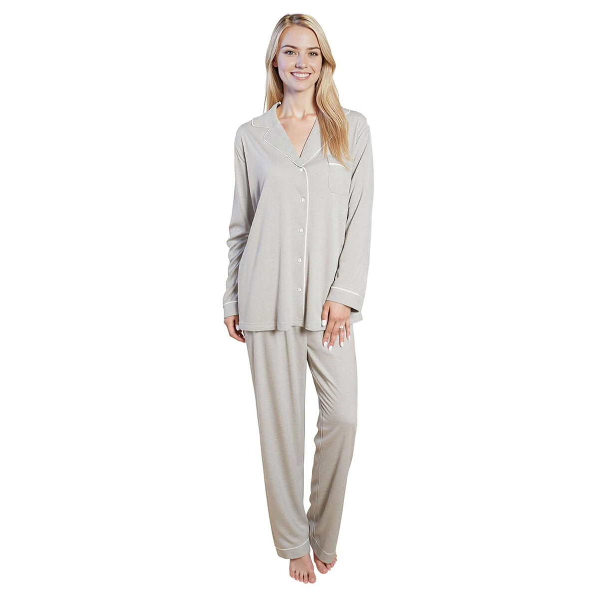 Daisy Dreamer Grey Pyjama Set - Soft Touch Button-Up Top & Bottoms GREY