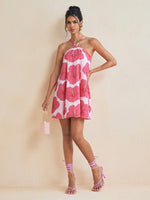 Women's Halterneck Swing Floral Print Short Summer Dress