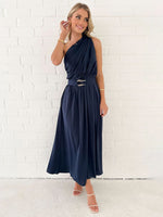 Women's One Shoulder Slim Waist Strapless Backless Belted Dress | 10 Designs