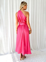 Women's One Shoulder Slim Waist Strapless Backless Belted Dress | 10 Designs