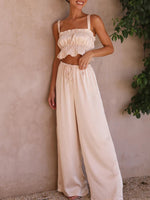 Women's Strap Top Wide-leg Pants Trouser & Top Co-ord Set
