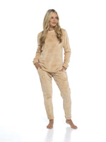 Daisy Dreamer Women's Super Soft Heart Teddy Fleece Warm Cosy Pyjamas CHAMPAGNE