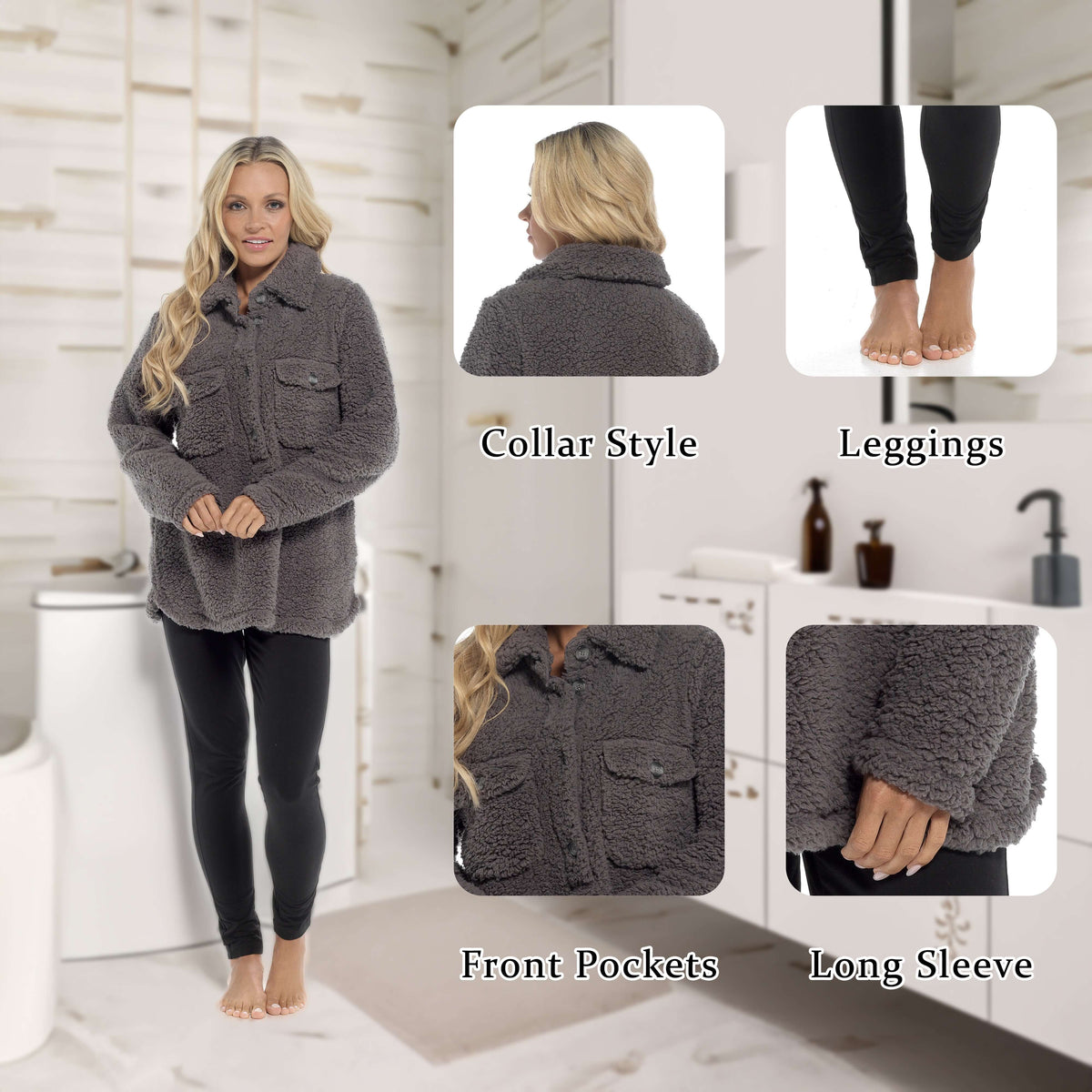 Daisy Dreamer Ultra-Soft Sherpa Lounge Set - Long Sleeve Top & Leggings with Pockets