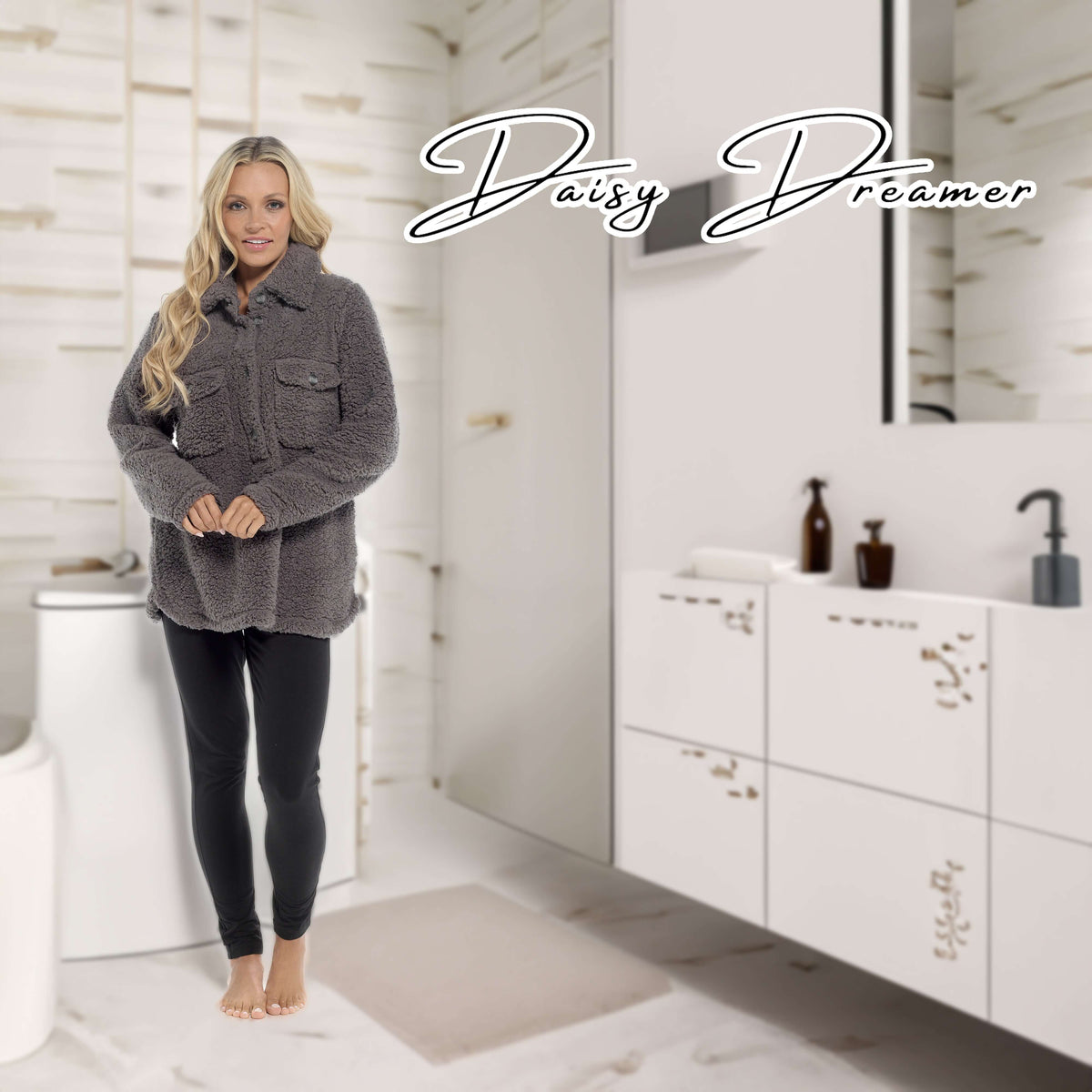 Daisy Dreamer Ultra-Soft Sherpa Lounge Set - Long Sleeve Top & Leggings with Pockets