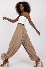 Och Bella Women’s High Waisted Wide Leg Trousers beige