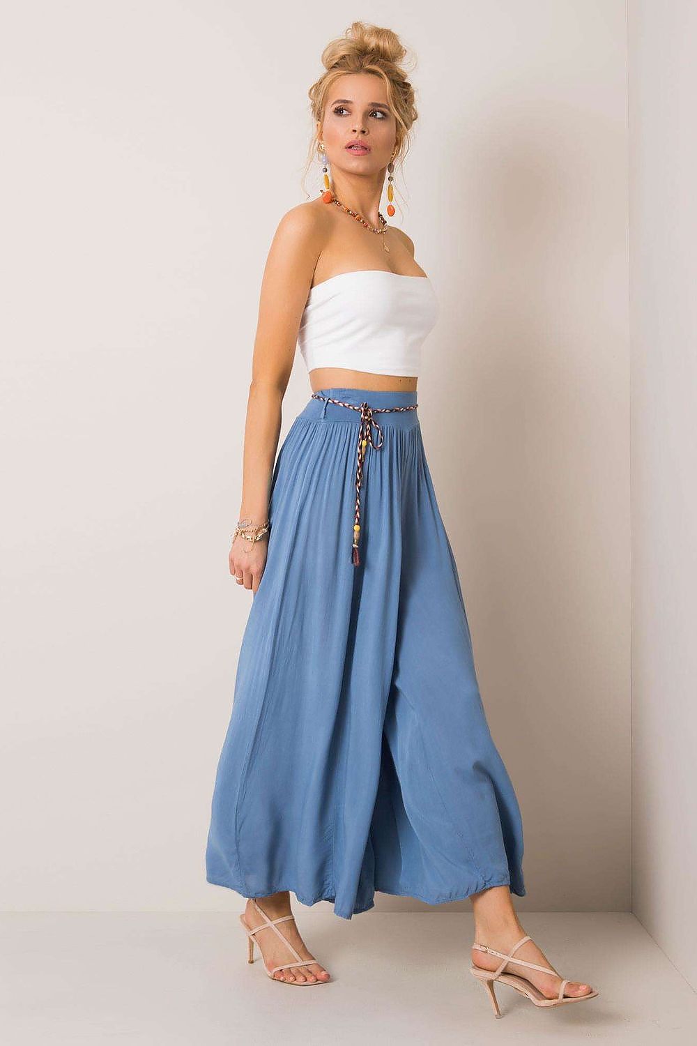 Och Bella Women’s High Waisted Wide Leg Trousers blue 2
