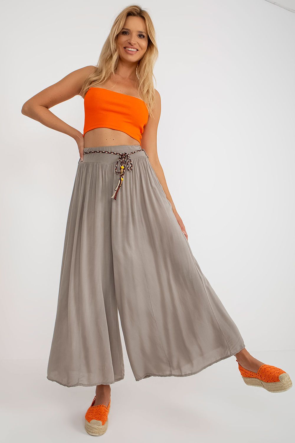 Och Bella Women’s High Waisted Wide Leg Trousers beige 3