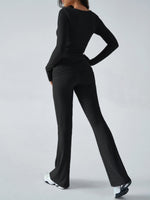 Yoga Wear Slim Fit Sports Knit Long Sleeve Pants Two-Piece Loungewear Set
