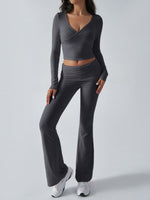 Yoga Wear Slim Fit Sports Knit Long Sleeve Pants Two-Piece Loungewear Set
