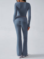 Yoga Wear Slim Fit Sports Knit Long Sleeve Pants Two-Piece Loungewear Set