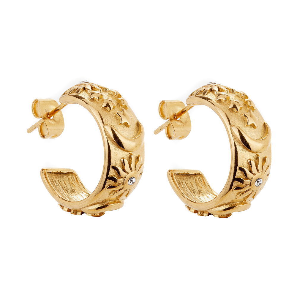 Ballinger You’re My Sun, Moon and Stars Gold Hoops