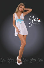 YesX 2 Piece Dress & Thong Set White Blue