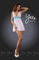 YesX 2 Piece Dress & Thong Set White Blue