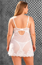 YesX Plus Size White Lace Underwire Babydoll & Thong Set XL & XXL