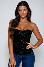 YesX Boned Sequin Black Sculpting Corset Top