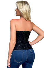 YesX Boned Sequin Black Sculpting Corset Top