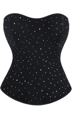 YesX Boned Sequin Black Sculpting Corset Top