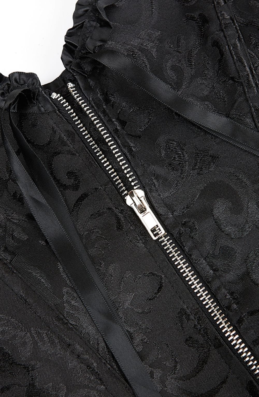 YesX Vintage Embroidered Lace Up Sculpting Black Corset Top
