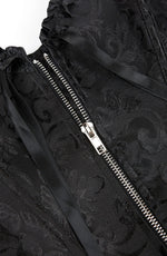 YesX Vintage Embroidered Lace Up Sculpting Black Corset Top