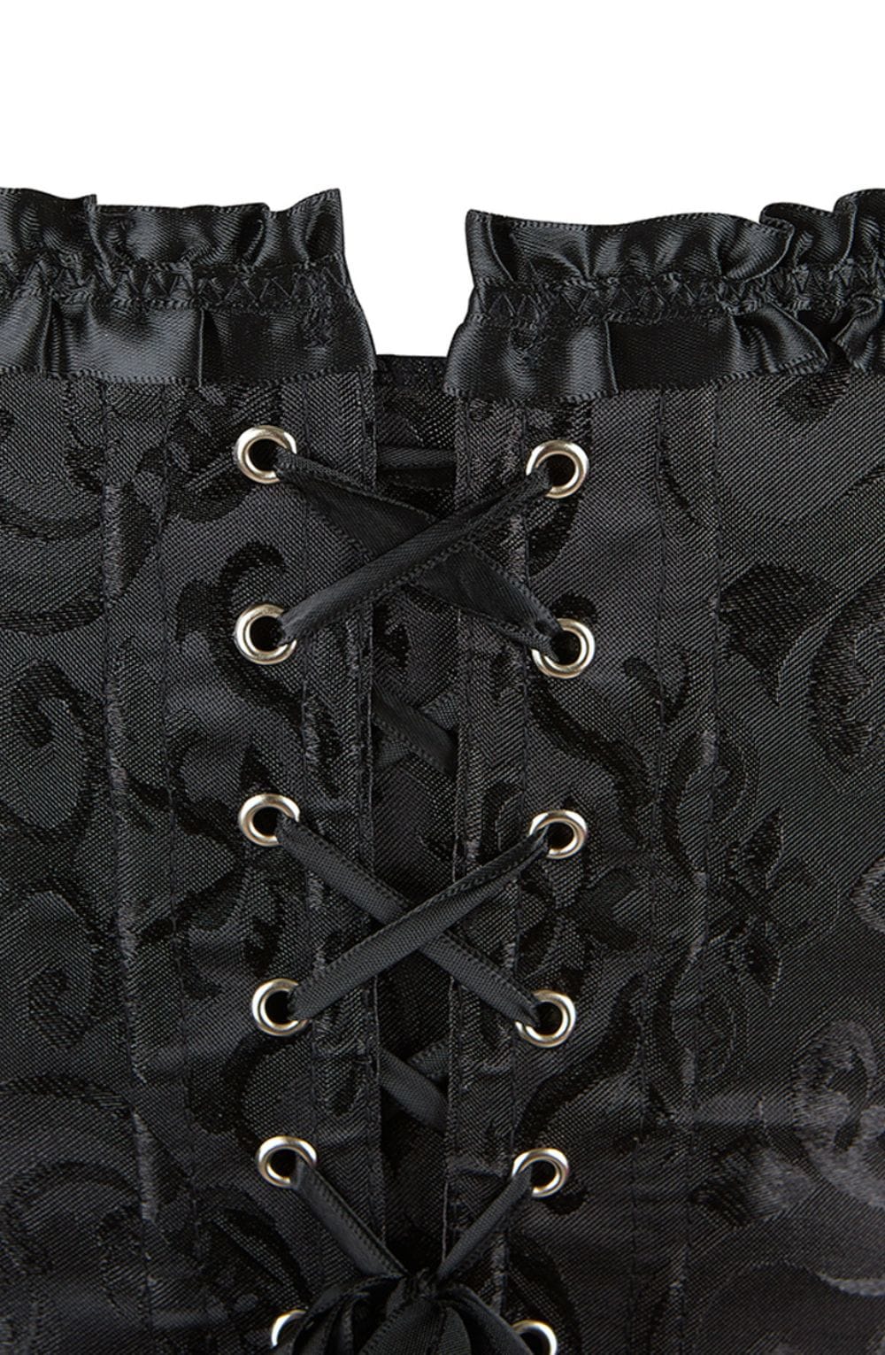 YesX Vintage Embroidered Lace Up Sculpting Black Corset Top