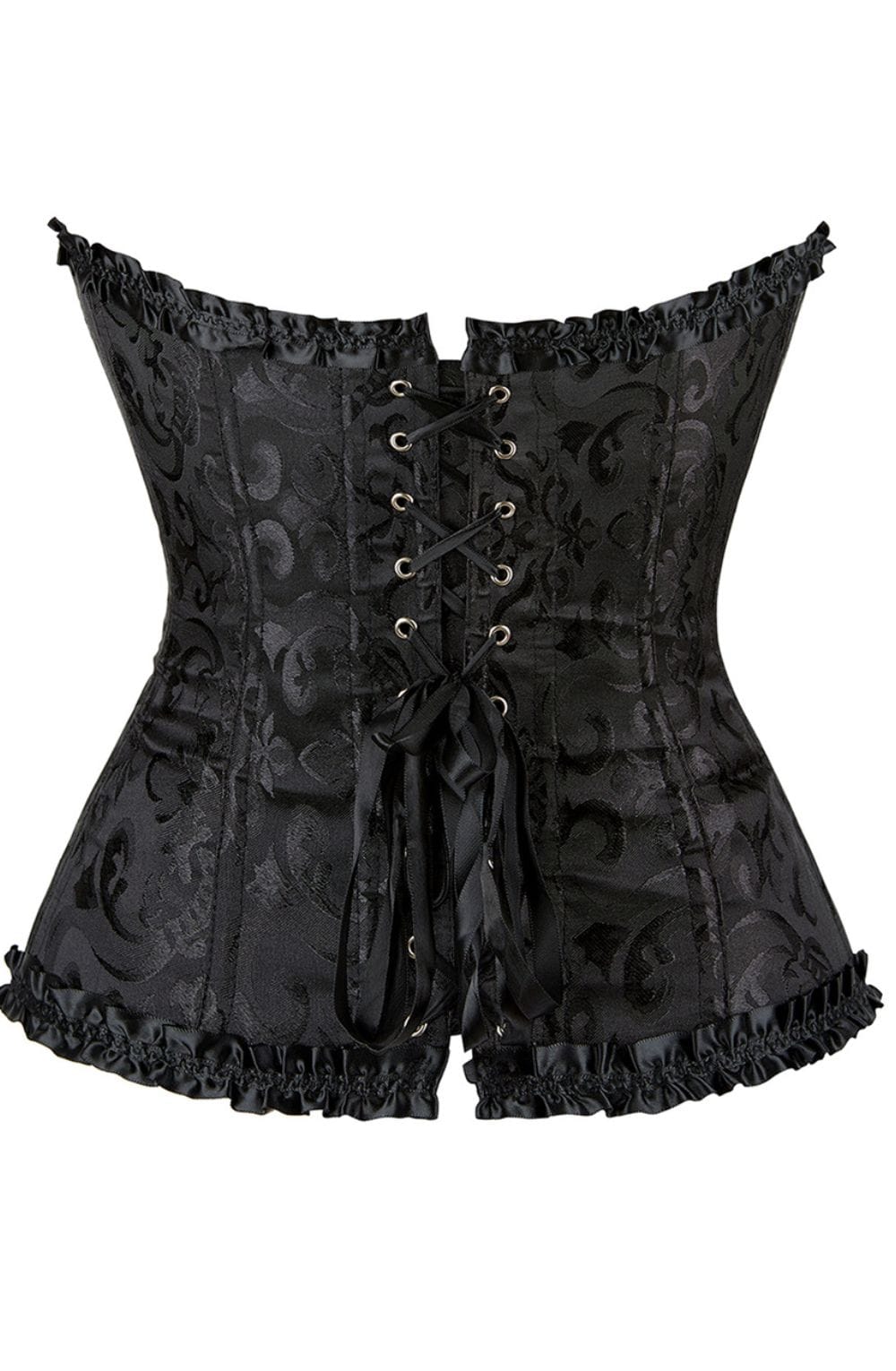 YesX Vintage Embroidered Lace Up Sculpting Black Corset Top