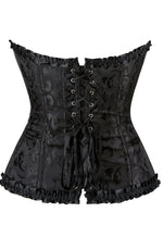 YesX Vintage Embroidered Lace Up Sculpting Black Corset Top
