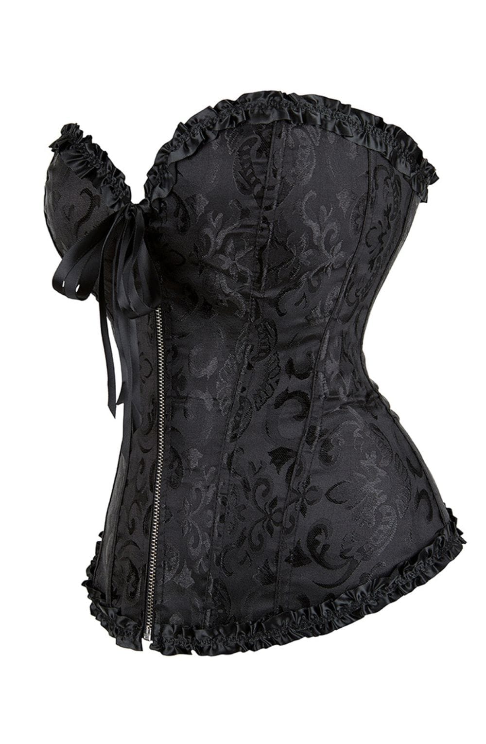 YesX Vintage Embroidered Lace Up Sculpting Black Corset Top