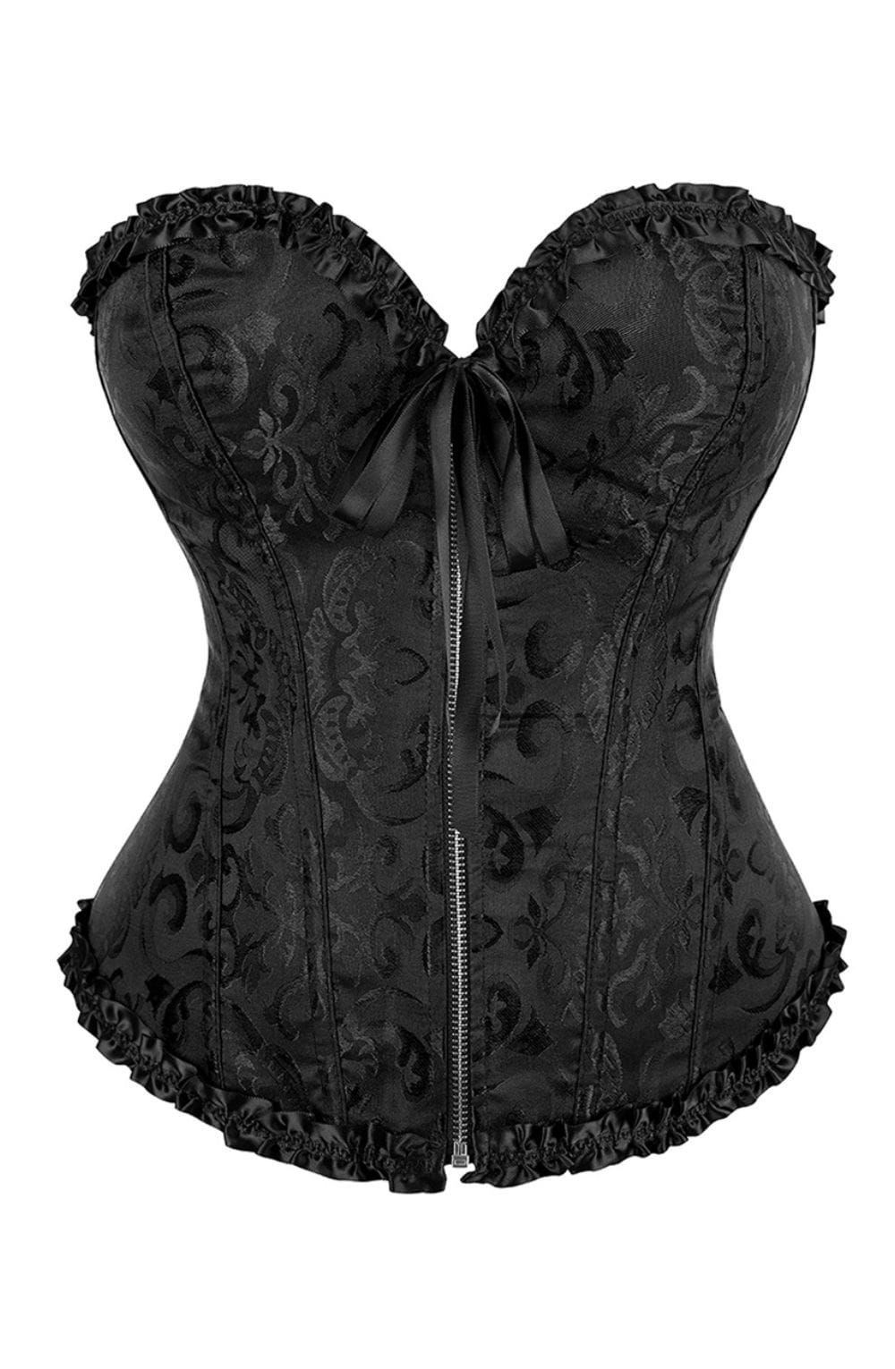 YesX Vintage Embroidered Lace Up Sculpting Black Corset Top